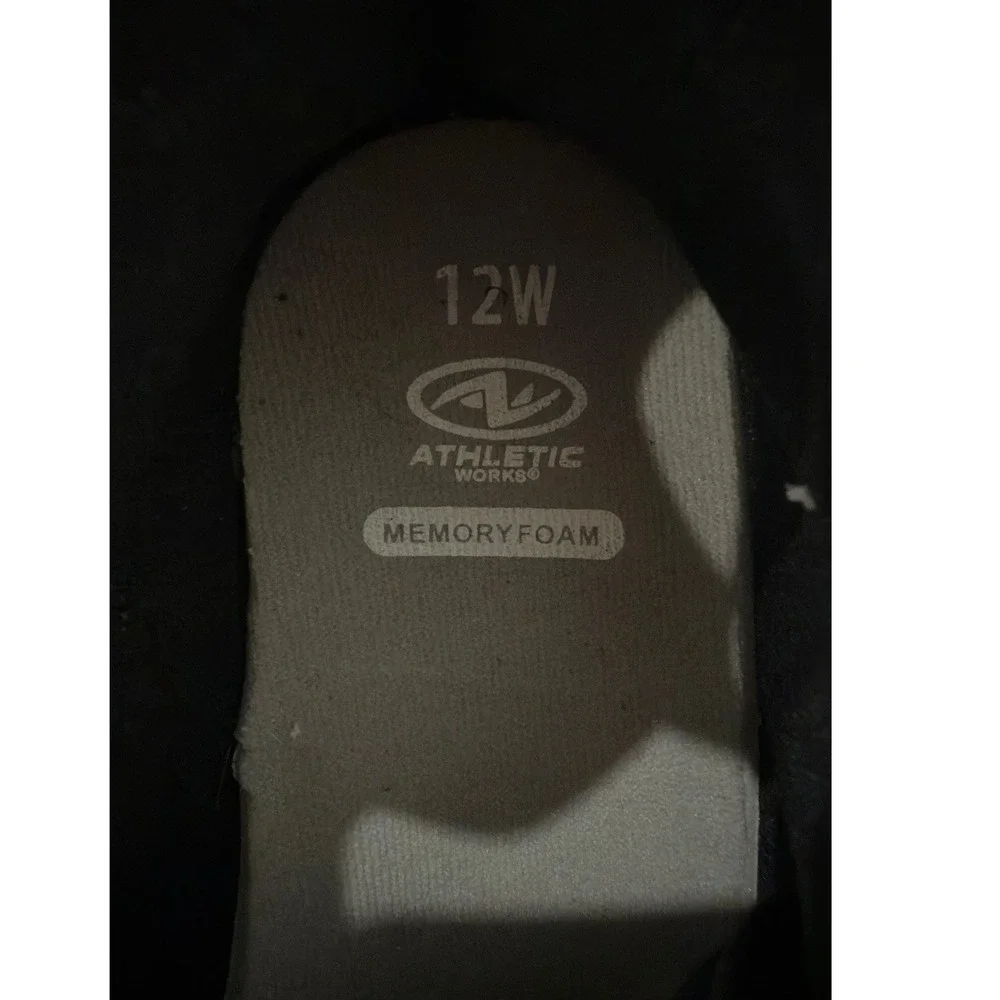 Athletic Works Mens Walking Shoes Black Wide Width Memory Foam Hook Loop 12W
